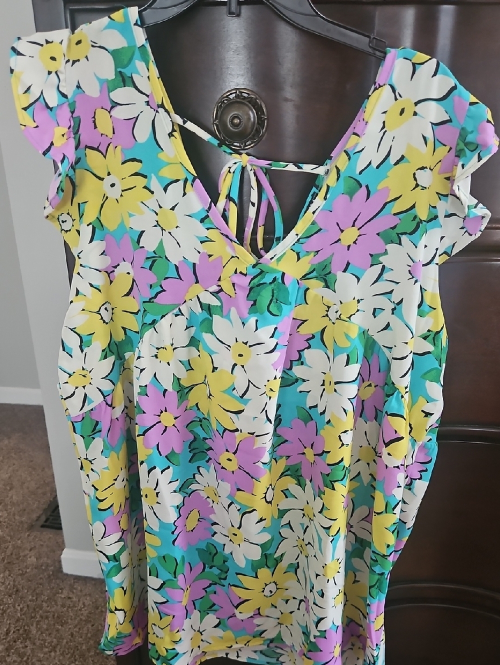 HEIMISH USA Floral Tie-Back V-Neck Camisole - White, Yellow, Purple, Teal